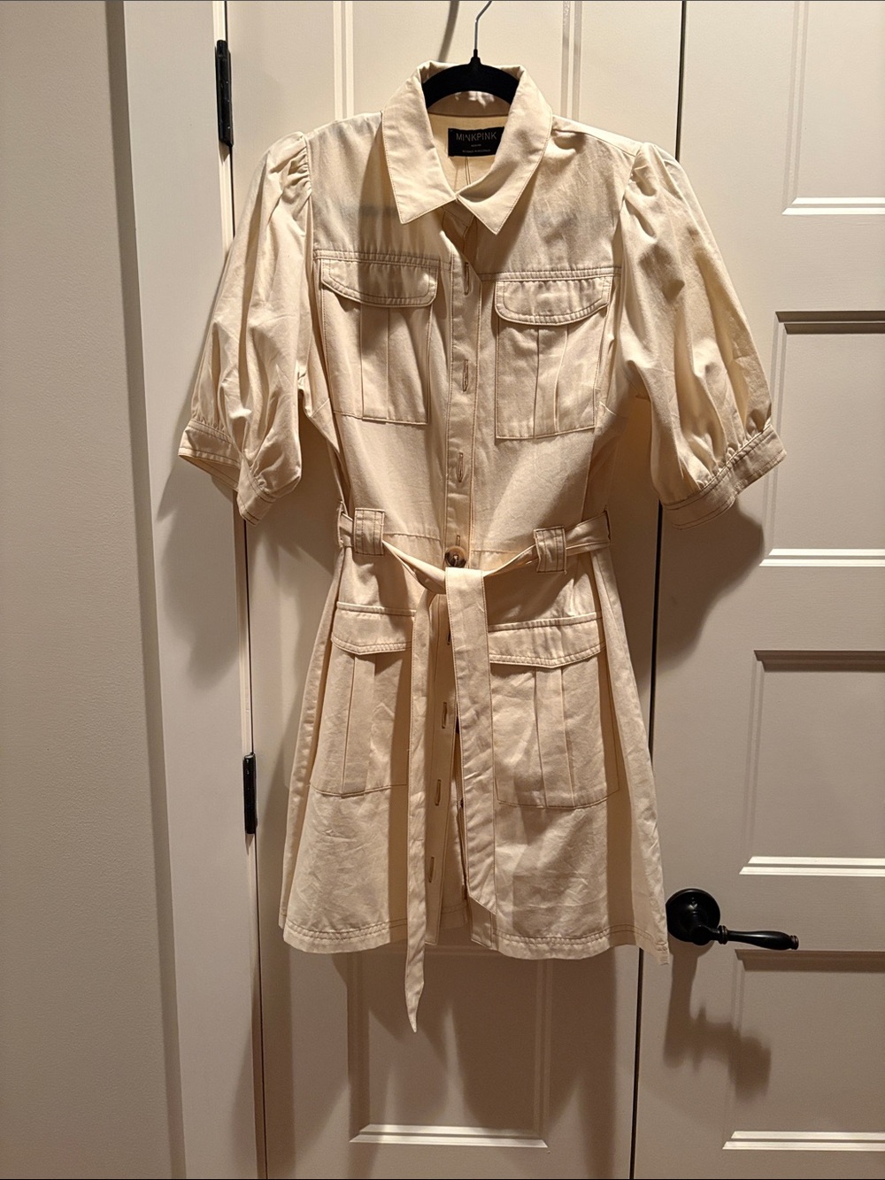 MINKPINK Cream Utility Shirt Dress